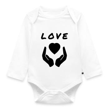Love in my Hand - Organic Longsleeve Baby Bodysuit - white - Front