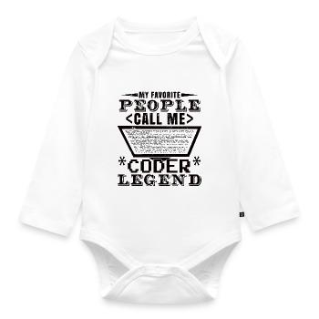 Coder Legend - Organic Longsleeve Baby Bodysuit - white - Front