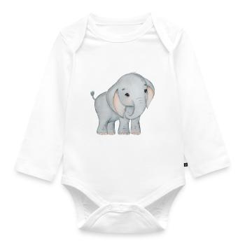 Elephant Family Mama Baby T-Shirt - Organic Longsleeve Baby Bodysuit - white - Front