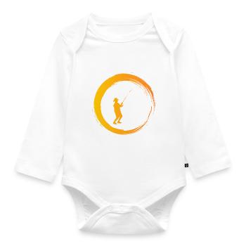 Sporty Hobby Leidenschaft Angeln - Baby Bio-Langarm-Body - Weiß - Vorne