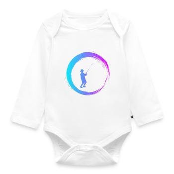 Sporty Hobby Leidenschaft Angeln - Baby Bio-Langarm-Body - Weiß - Vorne