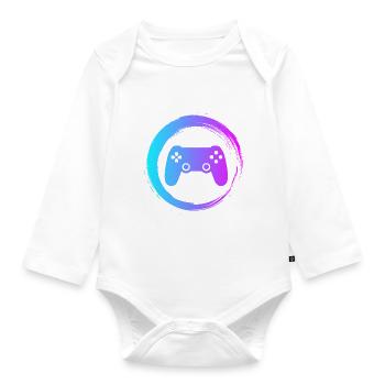 Sporty Hobby Leidenschaft Gaming - Baby Bio-Langarm-Body - Weiß - Vorne