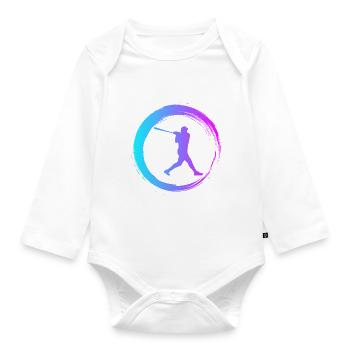 Sporty Hobby Leidenschaft Baseball - Baby Bio-Langarm-Body - Weiß - Vorne