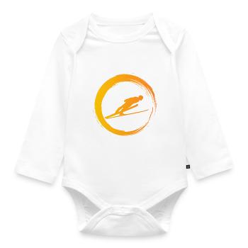 Sporty Hobby Leidenschaft Skispringen - Baby Bio-Langarm-Body - Weiß - Vorne