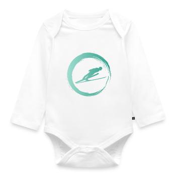 Sporty Hobby Leidenschaft Skispringen - Baby Bio-Langarm-Body - Weiß - Vorne