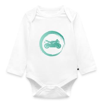 Sporty Hobby Leidenschaft Motorrad - Baby Bio-Langarm-Body - Weiß - Vorne
