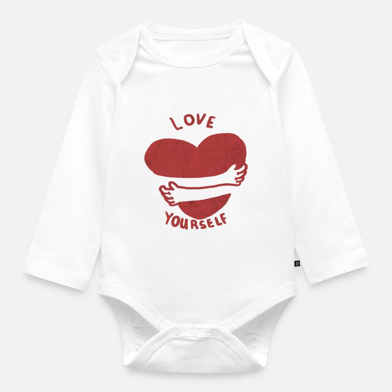 Aimez-vous - Amour de soi. Câlins de cœur - Body Bébé bio manches longues - blanc