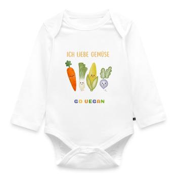 I love vegetables | Vegan Kids Veggie | Gift - Organic Longsleeve Baby Bodysuit - white - Front