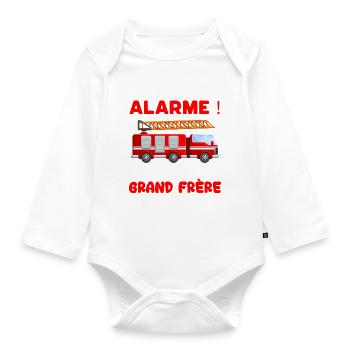 Mon Grand Frère Pompier Cadeau Annonce Bébé - Body Bébé bio manches longues - blanc - Devant