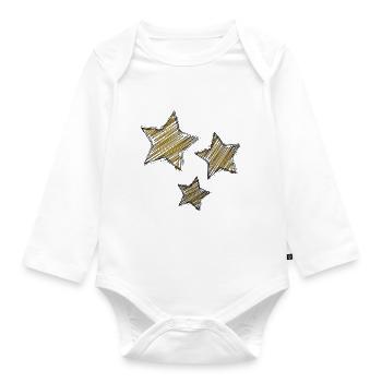 STERN. STERNE. STERN. STERNE. FEST. JAHRESTAG - Baby Bio-Langarm-Body - Weiß - Vorne