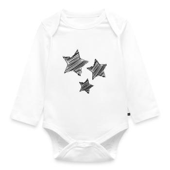 STERN. STERNE. STERN. STERNE. FEST. JAHRESTAG - Baby Bio-Langarm-Body - Weiß - Vorne