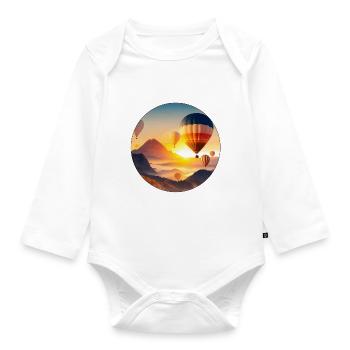 Ballooning means freedom and a thirst for adventure - Organic Longsleeve Baby Bodysuit - white - Front