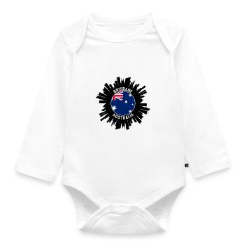 Brisbane Skyline Australia Flag Travel Souvenir - Organic Longsleeve Baby Bodysuit - white - Front