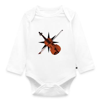 Violin violin vintage symphony compass music school - Organic Longsleeve Baby Bodysuit - white - Front