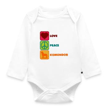 Komondor Hungarian Mama Mom Peace Love - Organic Longsleeve Baby Bodysuit - white - Front