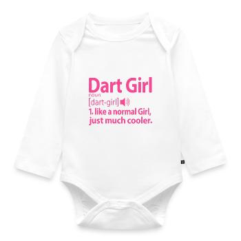 Dart Girl Mädchen Sprüche Lustige Humor Pink - Baby Bio-Langarm-Body - Weiß - Vorne