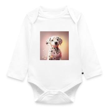 Dalmatiner Welpe - Baby Bio-Langarm-Body - Weiß - Vorne