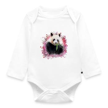 Panda,Panda bear,colorful,graffiti,painting,pink - Organic Longsleeve Baby Bodysuit - white - Front