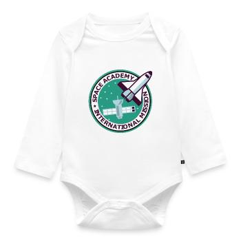 "Vintage Space Academy International" - Baby Bio-Langarm-Body - Weiß - Vorne