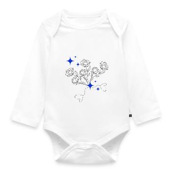 Simple flower - Body Bébé bio manches longues - blanc - Devant