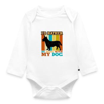 Lancashire Heeler Dog Love Silhouette Retro Sunset - Organic Longsleeve Baby Bodysuit - white - Front