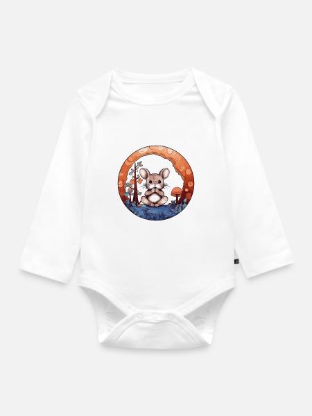 Kleines Mäuschen Maus - Baby Bio-Langarm-Body - Weiß