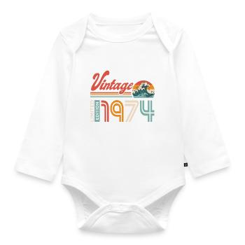 1974 Anniversaire Cadeau Né en 1974 - Body Bébé bio manches longues - blanc - Devant