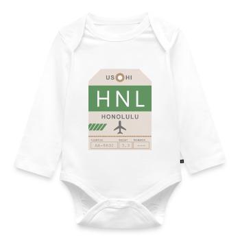 Flughafen Honolulu 1950 - Baby Bio-Langarm-Body - Weiß - Vorne
