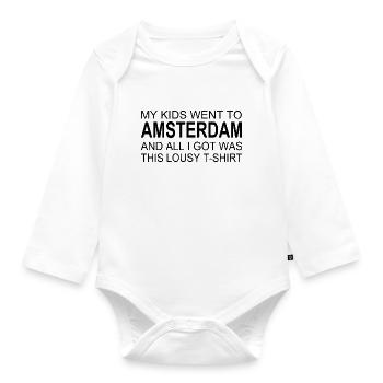Amsterdam Souvenir Saying – Humorous - Organic Longsleeve Baby Bodysuit - white - Front