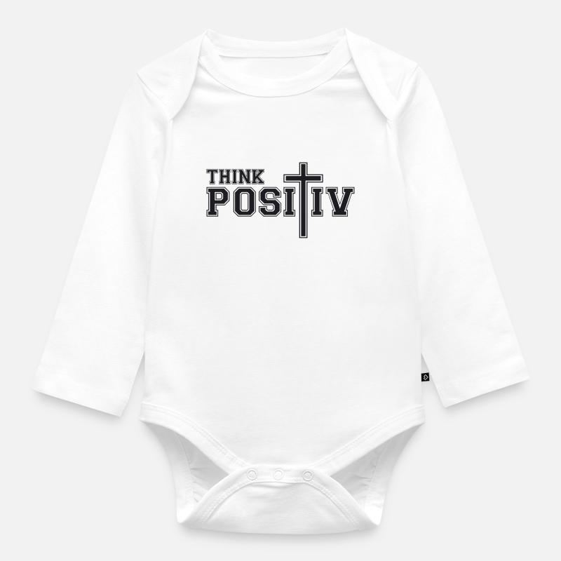 Penser positif - Body Bébé bio manches longues - blanc