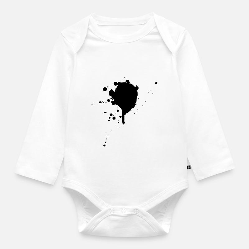 Farbklecks - Baby Bio-Langarm-Body - Weiß
