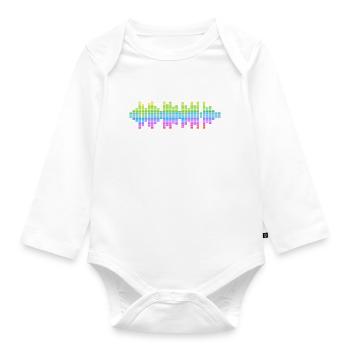 Schallwellen Musikwelle Vintage Retro DJ Herz Scheibe - Baby Bio-Langarm-Body - Weiß - Vorne