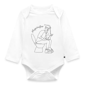 Klugscheisser 5 - Organic Longsleeve Baby Bodysuit - white - Front
