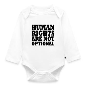 human rights are not optional - Organic Longsleeve Baby Bodysuit - white - Front