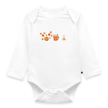 Autumn Vibes - Herbst Design - Pumpkin Spice - Organic Longsleeve Baby Bodysuit - white - Front