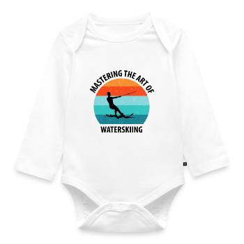 Water skis, water skis, water skiers - Organic Longsleeve Baby Bodysuit - white - Front