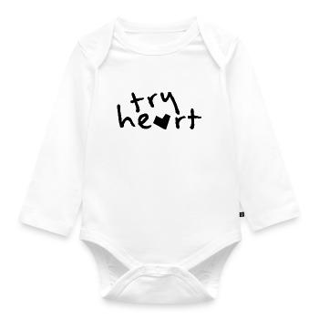 try heart - Organic Longsleeve Baby Bodysuit - white - Front