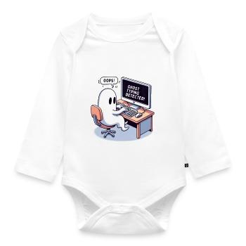 GHOST TYPING DETECTED! -OOPS! - Organic Longsleeve Baby Bodysuit - white - Front