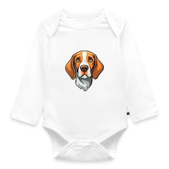 Ariege Pointer Hund Rasse Cartoon Kawaii Illustrati - Baby Bio-Langarm-Body - Weiß - Vorne