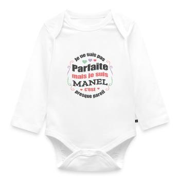 MANEL PARFAITE - PRENOM MANEL - Body Bébé bio manches longues - blanc - Devant