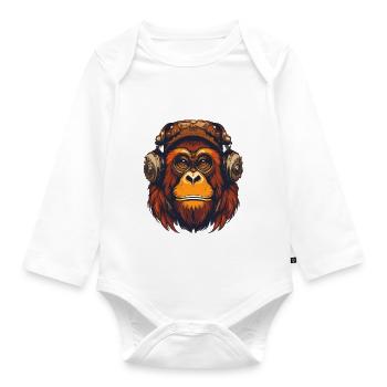 Orang-Utan - Baby Bio-Langarm-Body - Weiß - Vorne