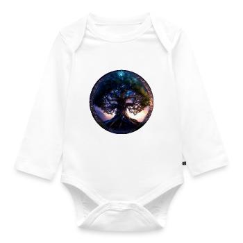 Baum des Lebens ,Lebensbaum,Nacht, Sterne,blau - Baby Bio-Langarm-Body - Weiß - Vorne