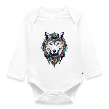 Arctic Wolf - Organic Longsleeve Baby Bodysuit - white - Front