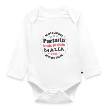 MALIA PARFAITE - PRENOM MALIA - Body Bébé bio manches longues - blanc - Devant