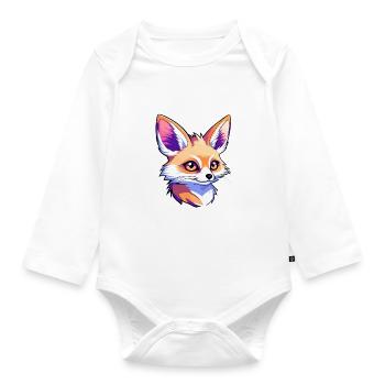 Desert Fox Fennec Drawing - Organic Longsleeve Baby Bodysuit - white - Front