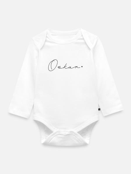 Name Oskar - Baby Bio-Langarm-Body - Weiß