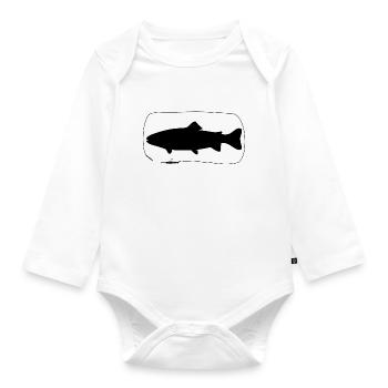 Trout with softbait - Organic Longsleeve Baby Bodysuit - white - Front