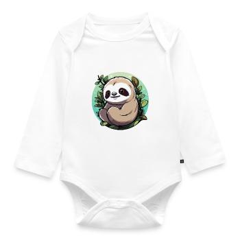 Sloth Drawing - Organic Longsleeve Baby Bodysuit - white - Front