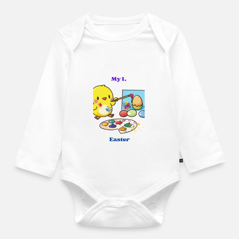 My 1st Easter - Organic Longsleeve Baby Bodysuit - white