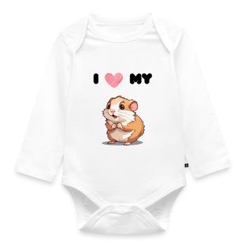 Hamster Love - Hamster mignon - Body Bébé bio manches longues - blanc - Devant